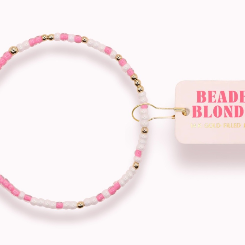 Beaded Blonde Pink and White Bracelet